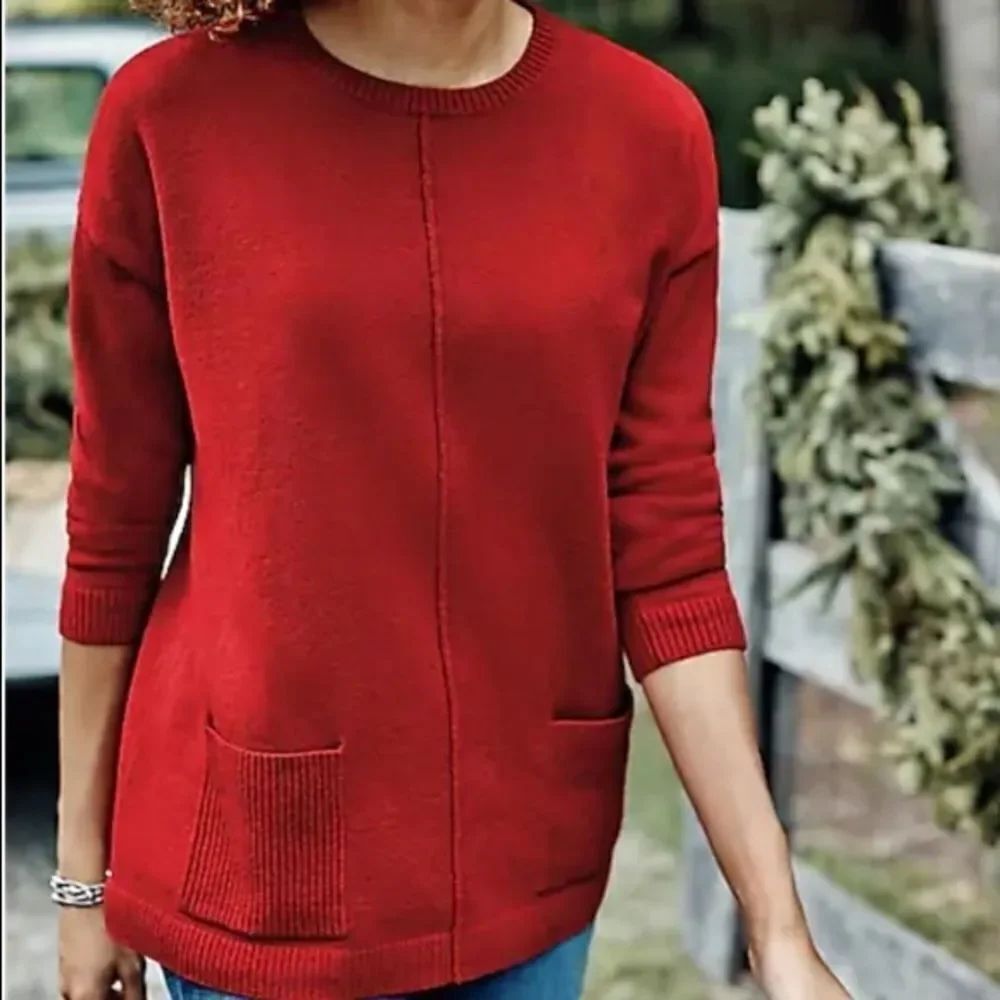 ✨ J Jill Ribbed Pocket Crewneck Sweater✨
